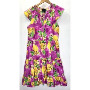 Donna Morgan Lemon Printed Flutter Cap Sleeve Ruffled Tiered Dress Size 12